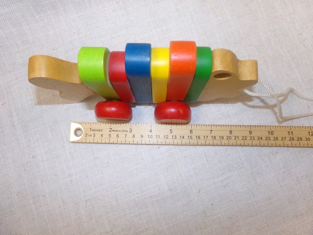 Wooden Pull Along Toy Colorful Rainbow Fish