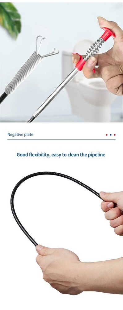 60cm Spring Pipe Dredging Tool - Drain Snake, Clog Remover, Household Kitchen