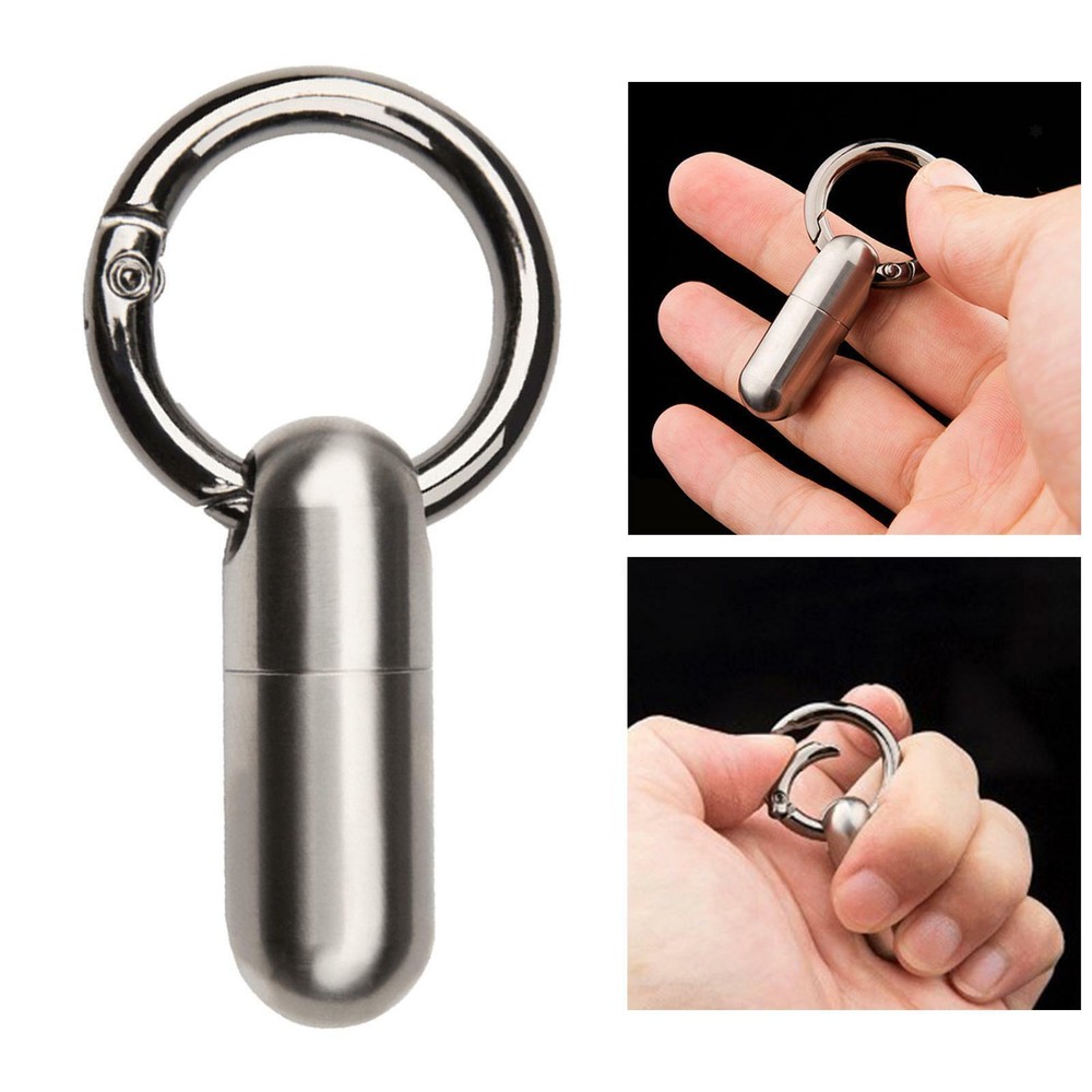 Waterproof Pill Container Keychain Holder Bottle Container Keepsake Box EDC Tool