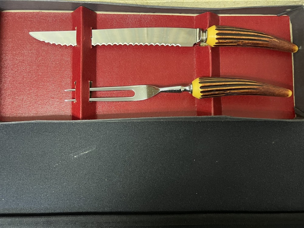 Reo Crest Sheffield Stainless Carving Set Rustic Handle