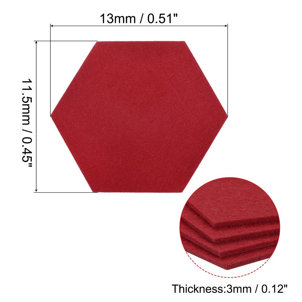 Felt Coasters 4pcs Hexagonal Red Tampons