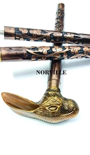 Handmade Carved Designer Style Solid Rabbit Head Handle Wooden Stick Cane Gift