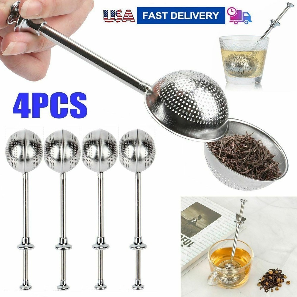 4PC Ball Mesh Tea Infuser Loose Leaf Strainer Spice Filter Herb Steeper Diffuser
