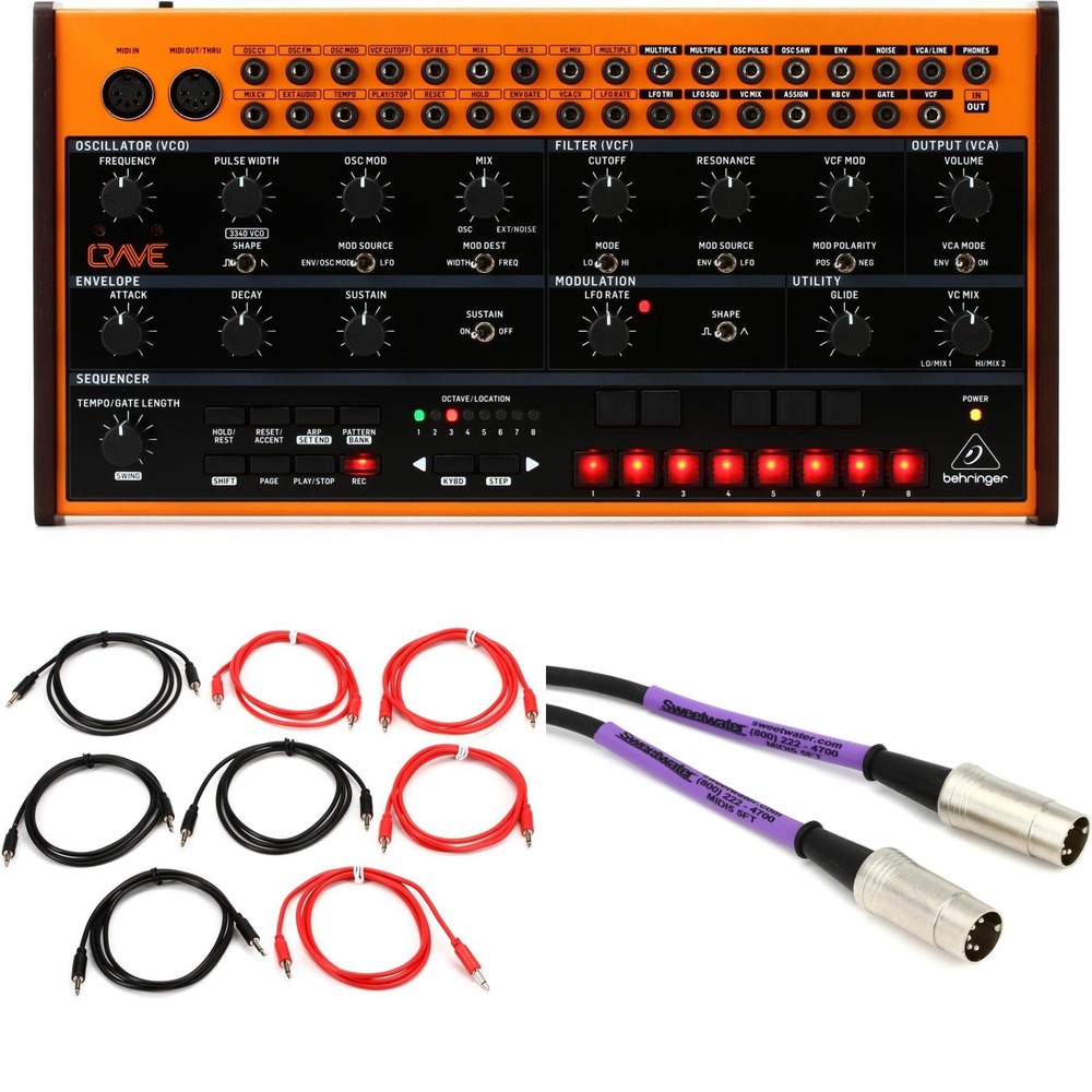 Behringer Crave Analog Synthesizer with Sequencer and Cables