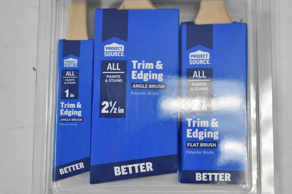 Project Source 3 Pack Better All Paints & Stains Flat/Angle Brush Set Kit