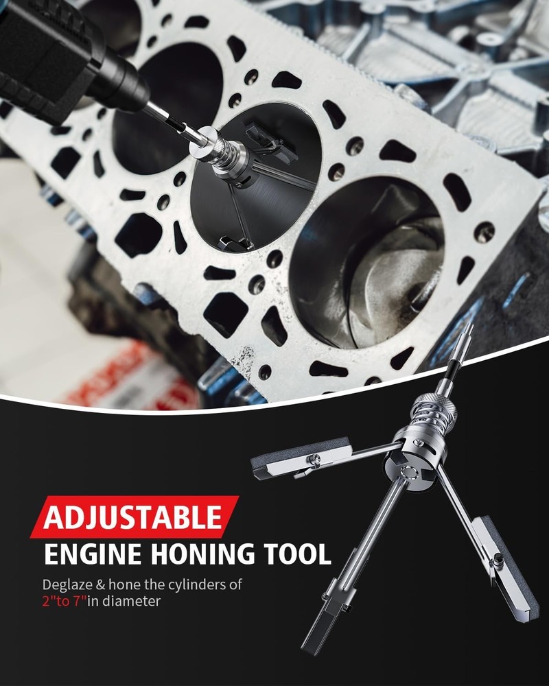 Cylinder Hone Tool Set with Tool Box, Adjustable Engine Cylinder Honing Tool ...