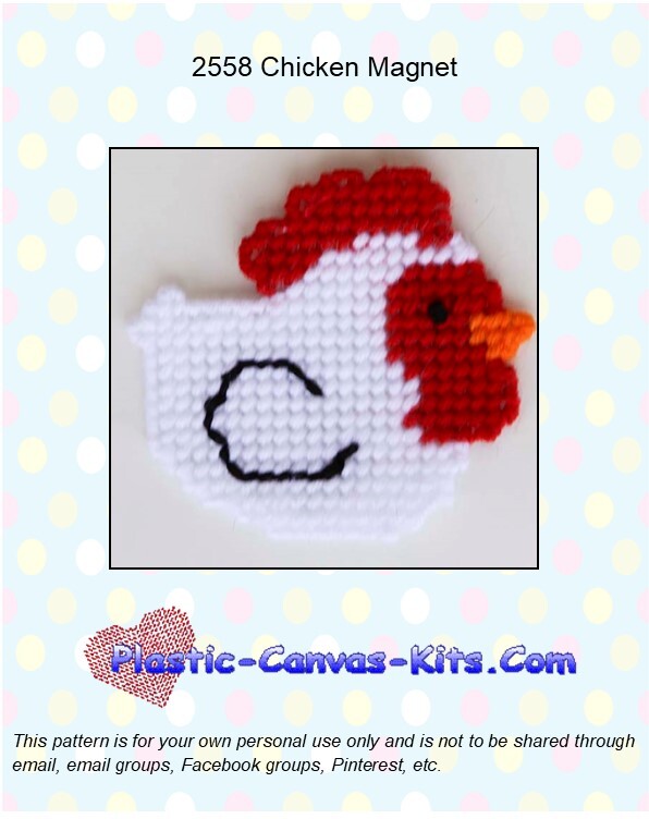 Chicken Magnet - Plastic Canvas Pattern or Kit