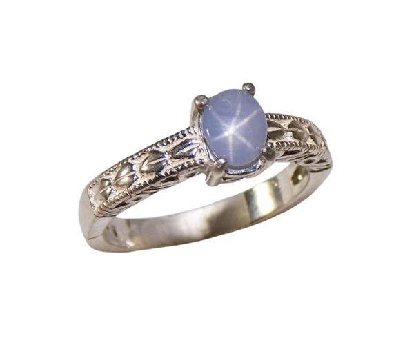 19thC  Antique 1ct Blue Star Sapphire+Silver Ring Ancient Persia Sorcery Prophet