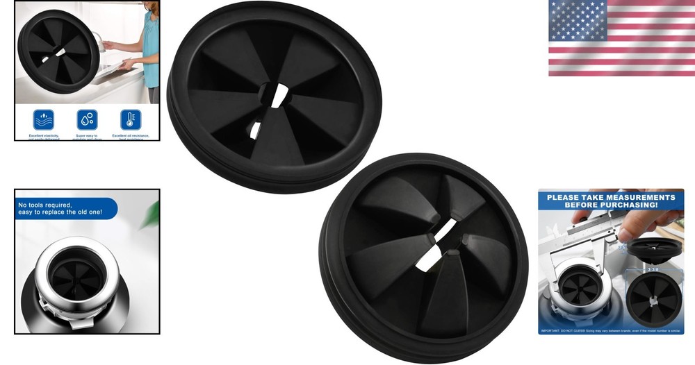 Durable 3-3/8 Inch Garbage Disposal Splash Guard - 2 Pack of Rubber Collars