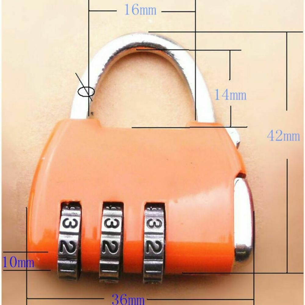 Travel Luggage Padlock Mini 3 Digit Combination Suitcase Security Cable Lock I