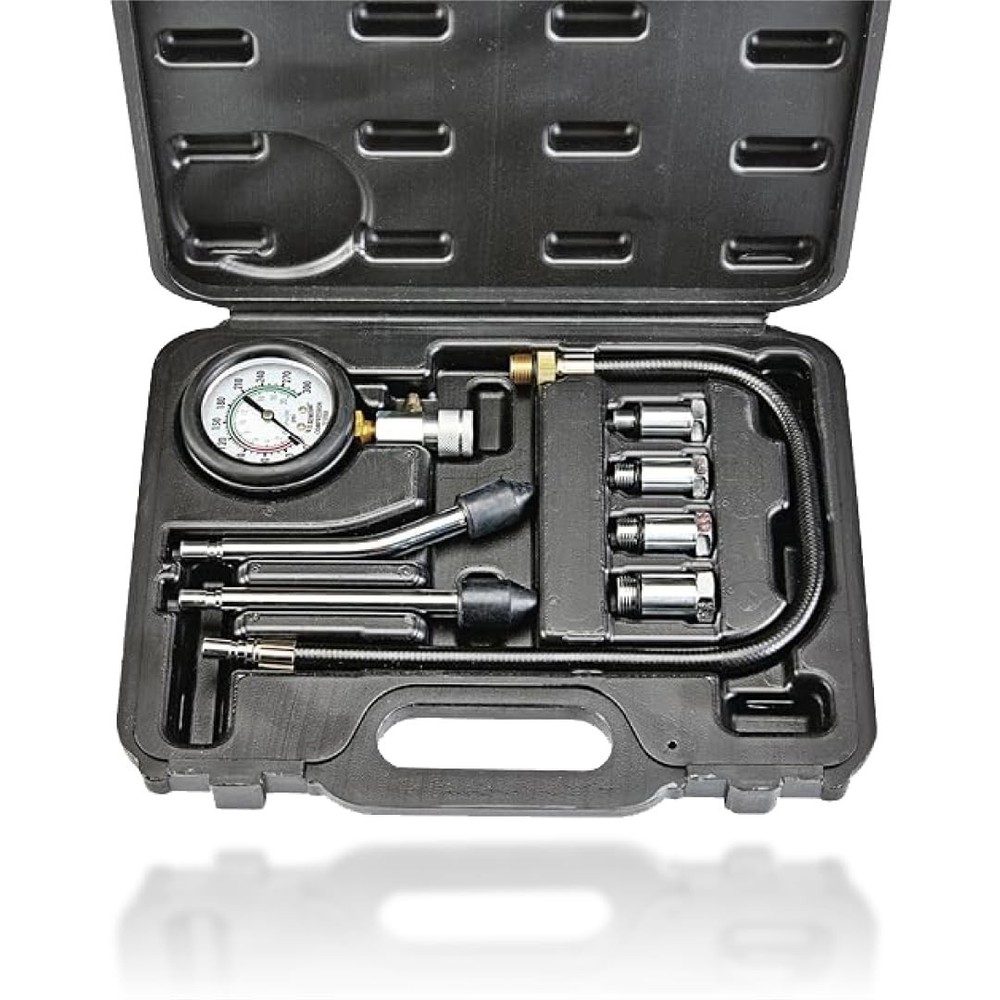 Engine Compression Tester Kit – Small Engines with 10MM, 12MM, 14MM, 18MM Adap.