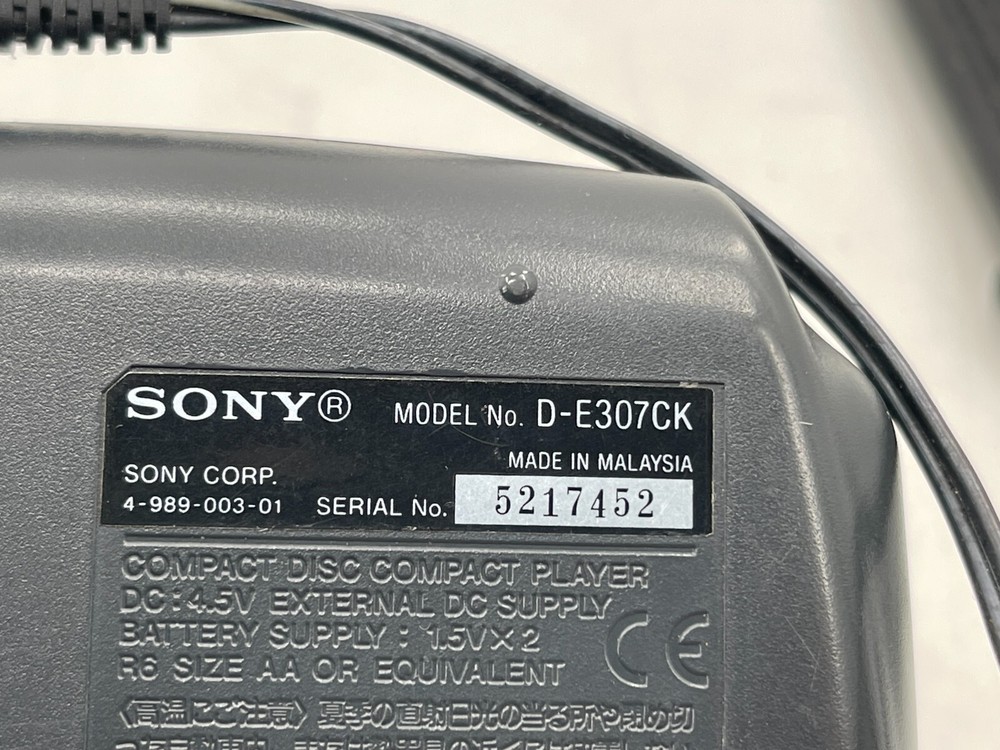 Sony D-E307CK CD Compact Disc Player See Pictures
