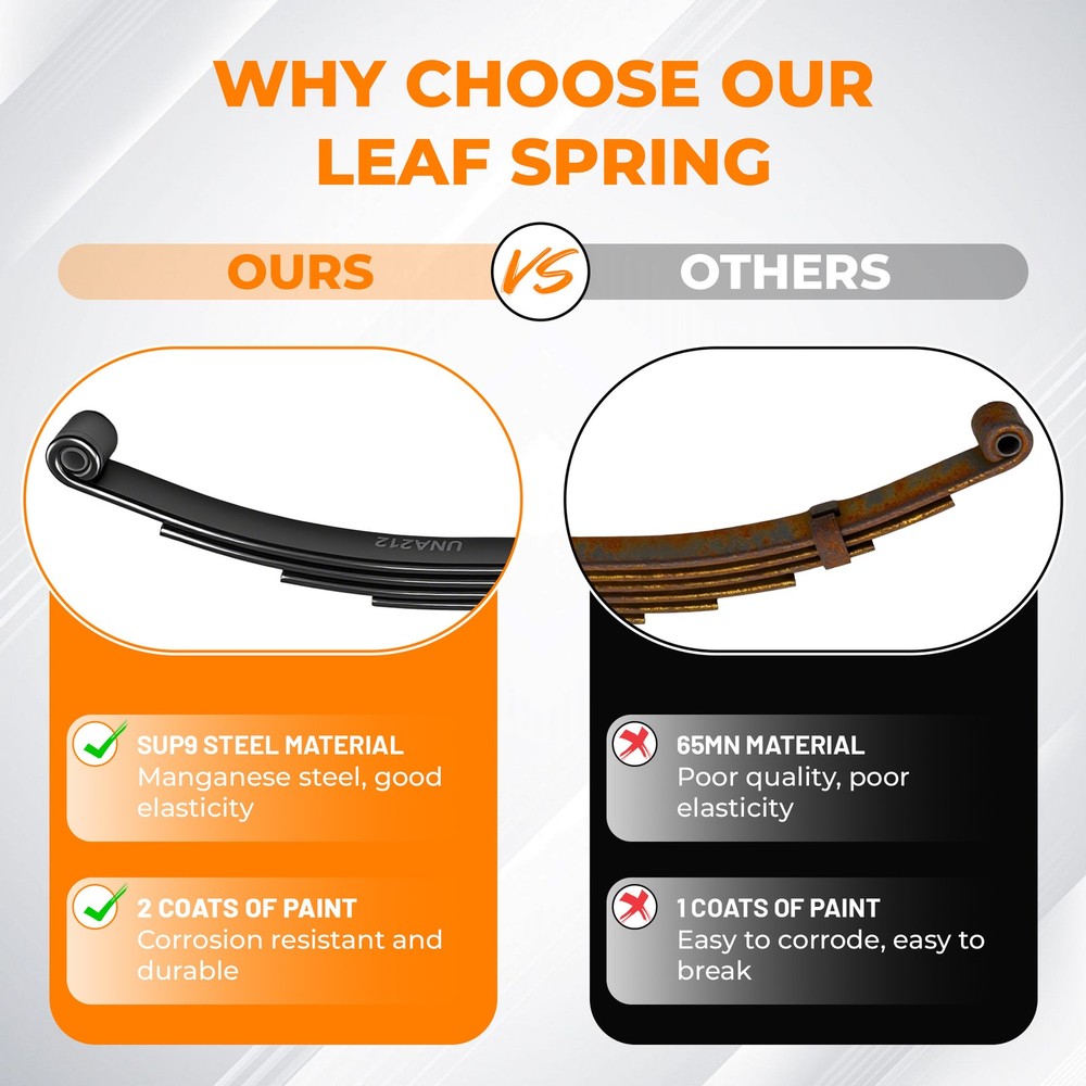 Trailer Leaf Spring 4 Leaf Double Eye 2500lbs Cap for 5000lbs Axle -Set 2