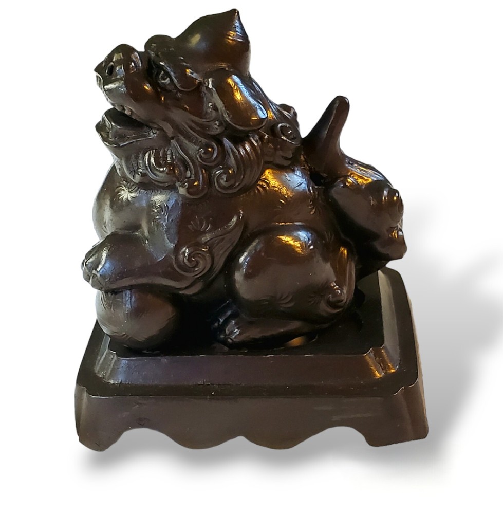 Foo Dog Incense Holder Burner Lion Vintage Asian Protector
