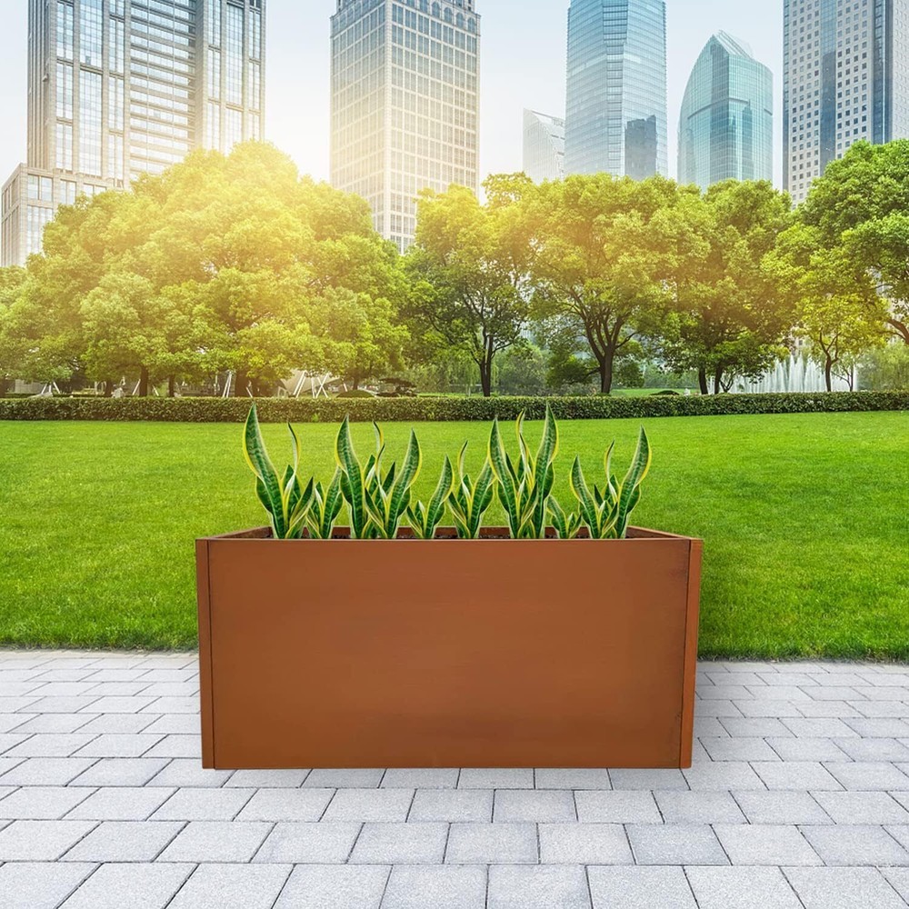 36x12x16 inch Corten Steel Planter Rectangular Planter Rustic Metal Planter Box