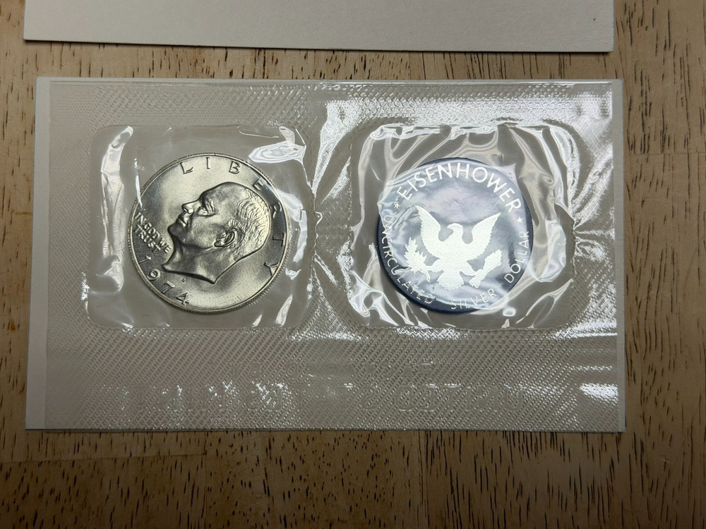 3X 1971 Eisenhower Memorial Silver Dollar 40% Silver Blue Envelope Uncirculated