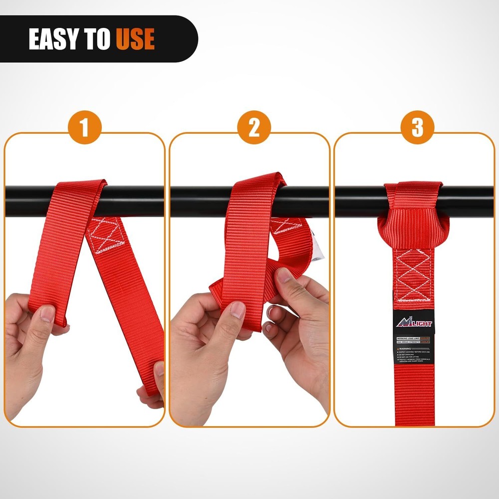 Nilight Motorcycle Tie Down Straps Max Break Strength 12000Lbs Red