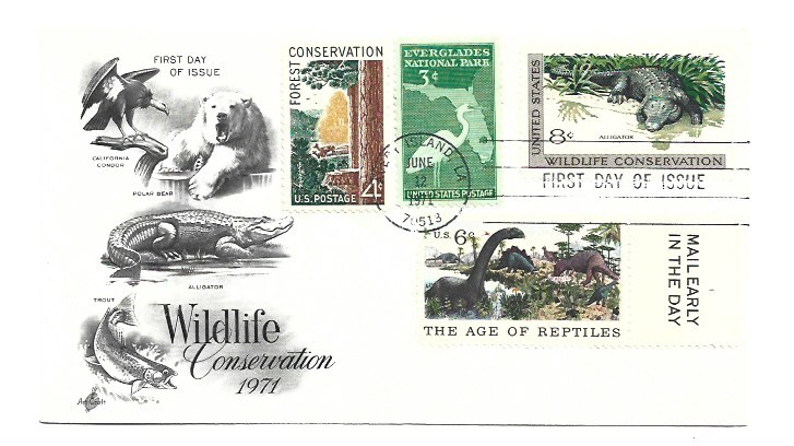 1428 Wildlife Conservation, Alligator, ArtCraft combination FDC