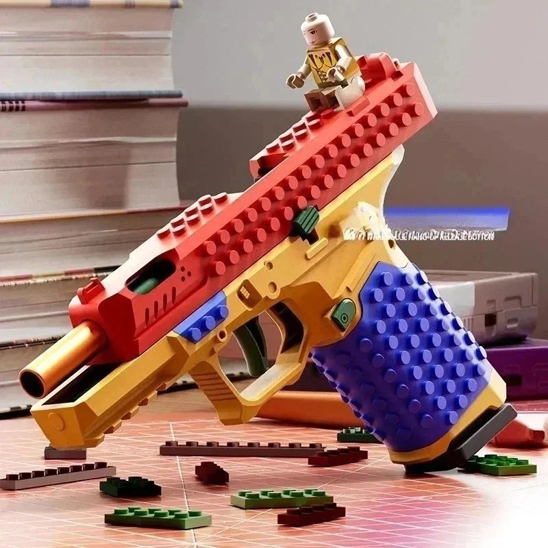 Working Building Bricks Blocks Gun Set Shooting Toy blaster firearm