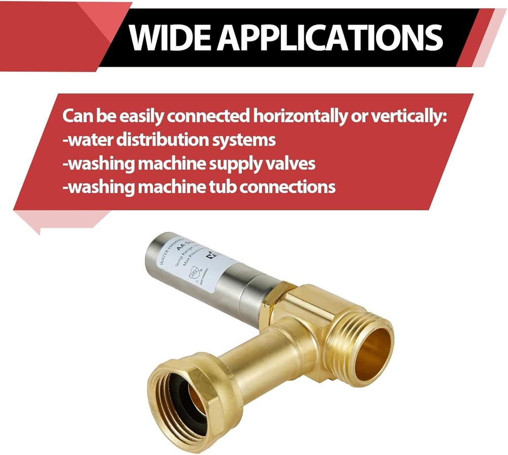 Laundry Water Hammer Arrestor 3/4" FHT x MHT Angle 2 Pack