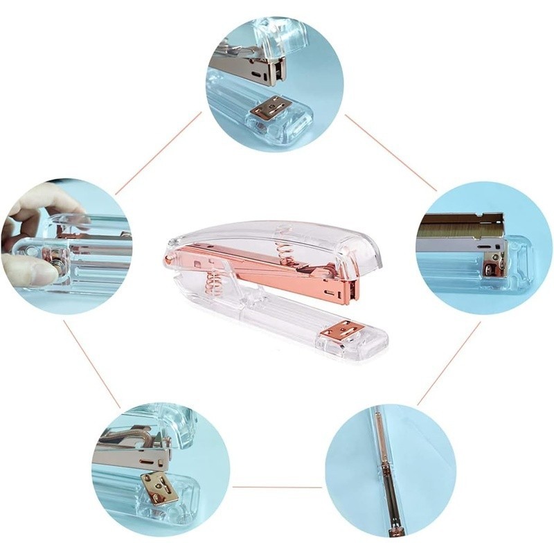 Acrylic Stapler Office Supplies Desktop Essential Document Binding Tool New