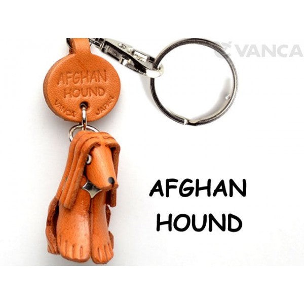 Afghan Hound Leather Dog Keychain