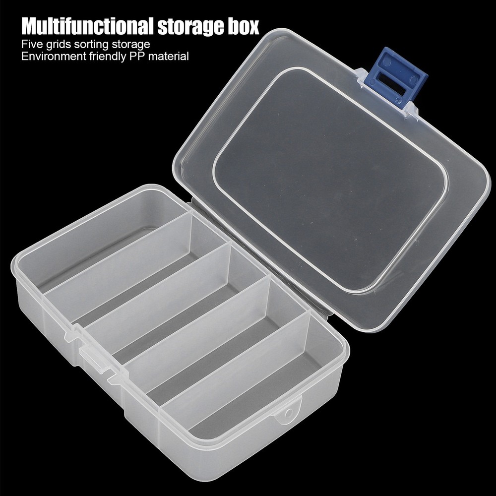 5 Grids Organizer Box Clear Visible Plastic Compartment Box Case