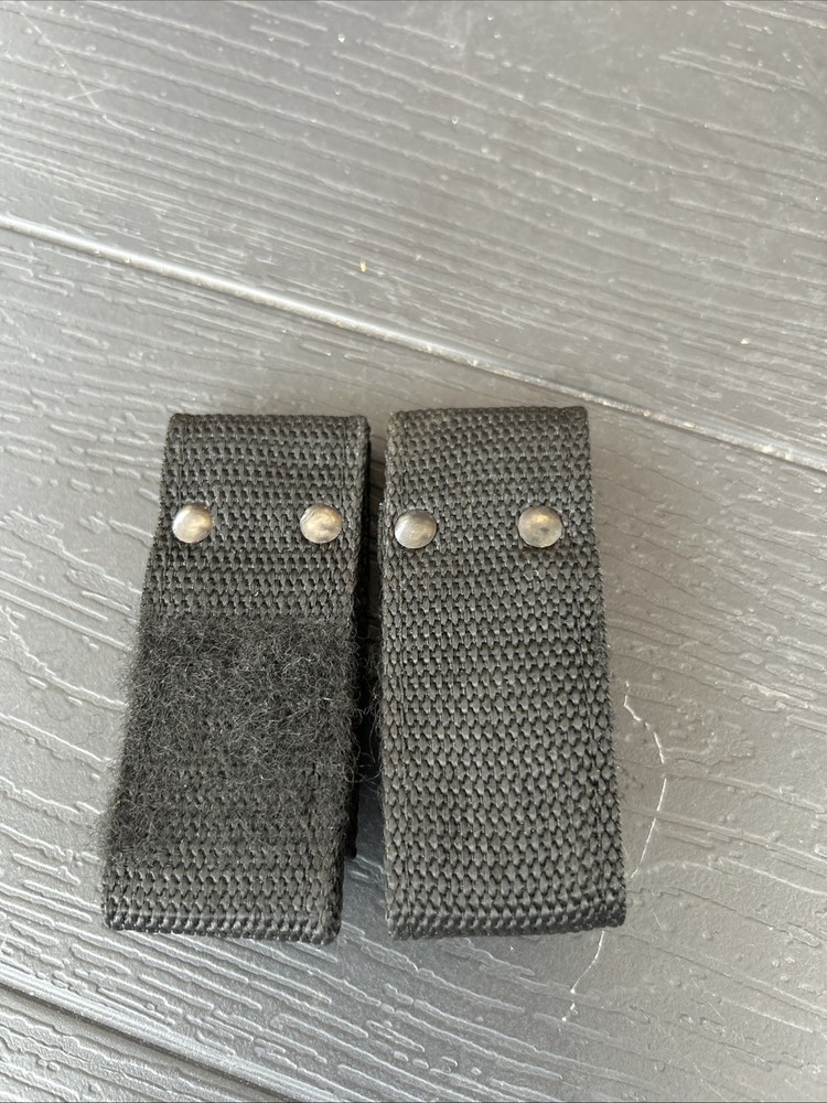 Black Nylon Snap Closure Belt Loop Accessories Set of 2 Handcuff