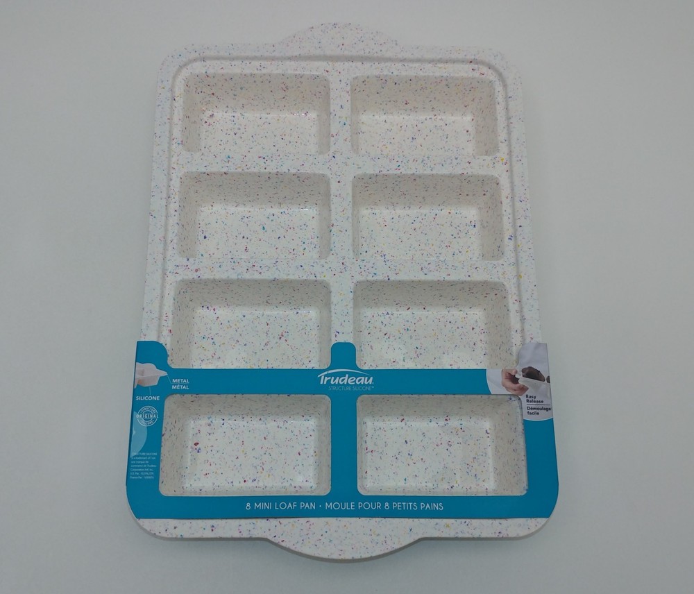 Trudeau Structure Silicone 8 Mini Loaf Baking Pan Soft Easy Release Metal Frame