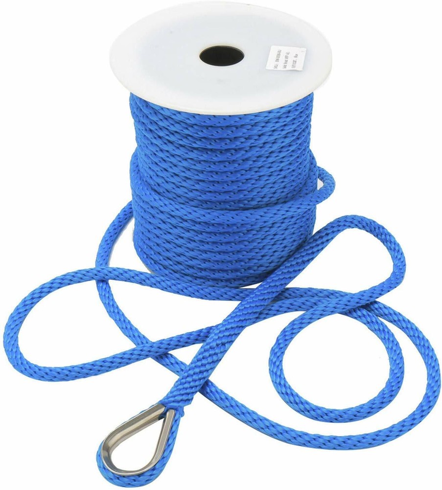 NovelBee 3/8 Inch 100 Feet Premium Solid Braid MFP Anchor Rope with Thimble