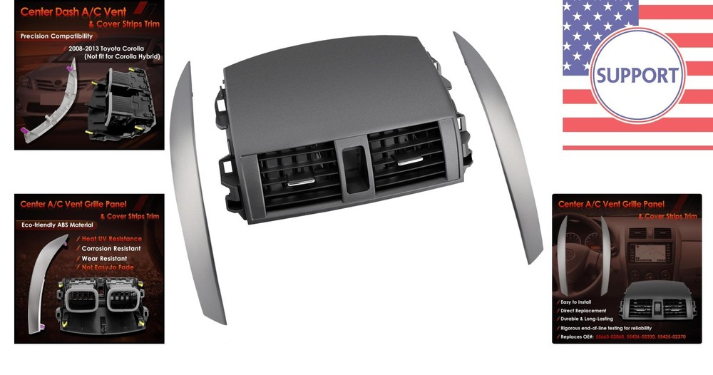 OEM Quality Replacement A/C Vent for 2008-2013 Corolla - Includes Trim Strips