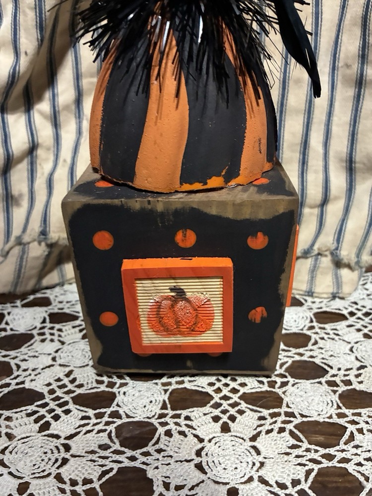 Hand Painted Halloween Crow On 4”X4” Block