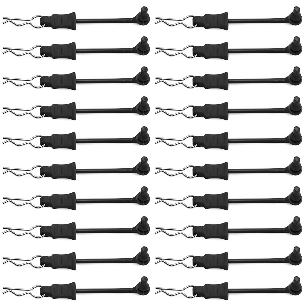 20Pcs RC Body Clips W/Pull Tabs R Pins Universal Shell Black, Black