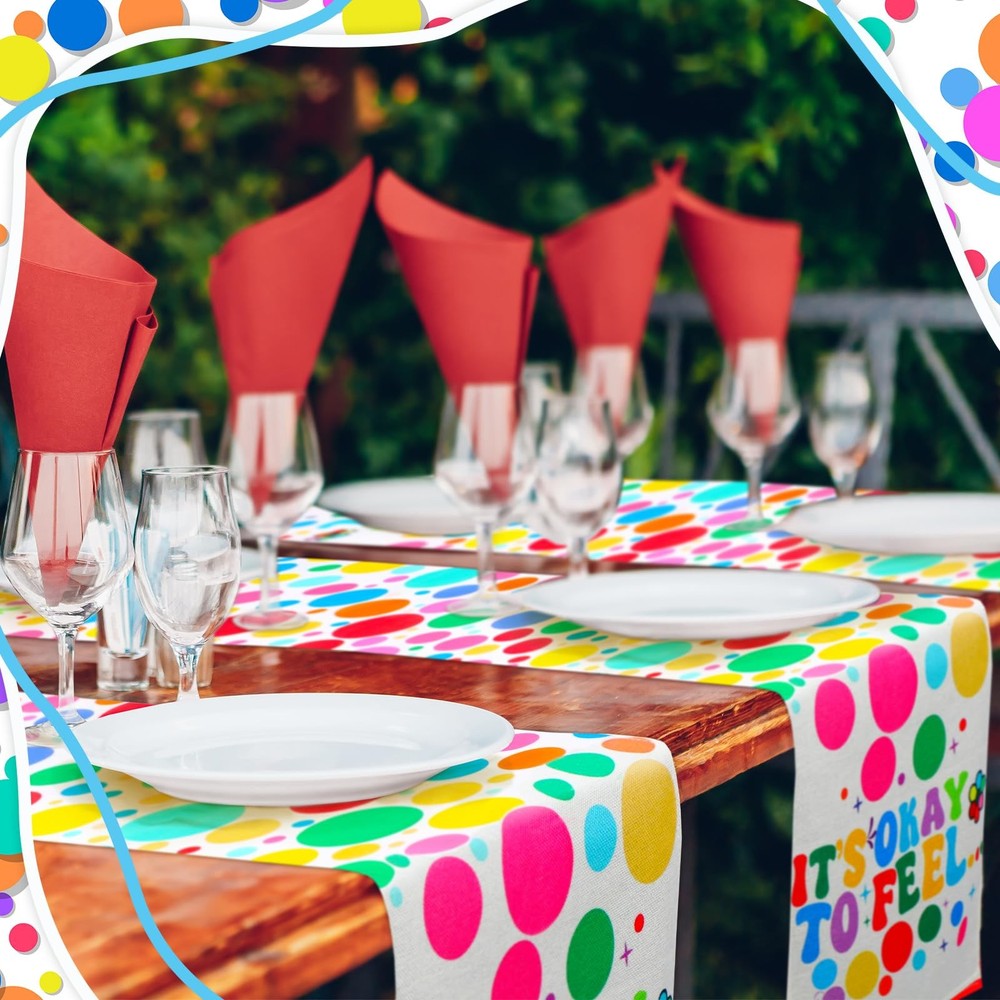 Windkream 2 Pcs Inside Party Table Runner Feelings Theme Birthday Party Table Ru