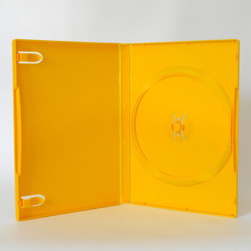 1 YELLOW Single DVD Case Standard 14mm Solid Color Full Sleeve Clips NEW