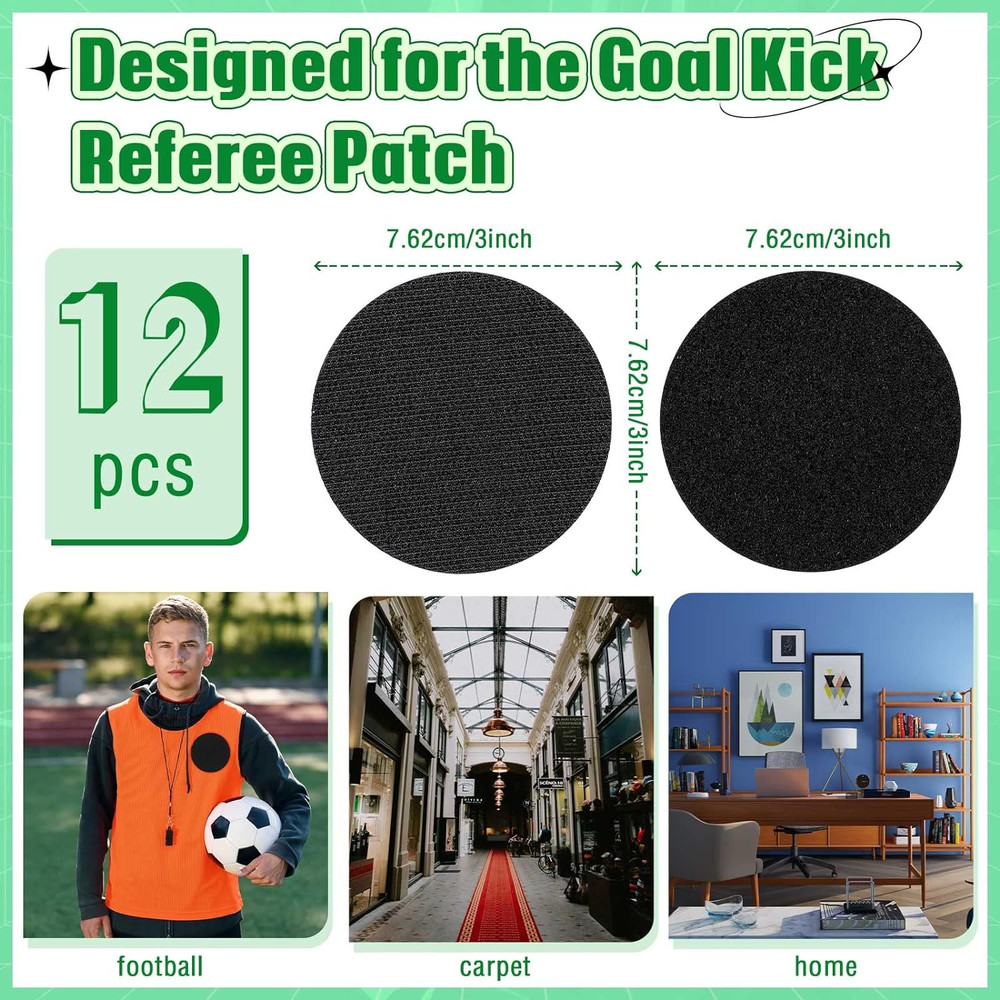 12 Pairs Referee Patch Hook and Loop Dots 3 Inch Self Sticky Circle Hook and Loo