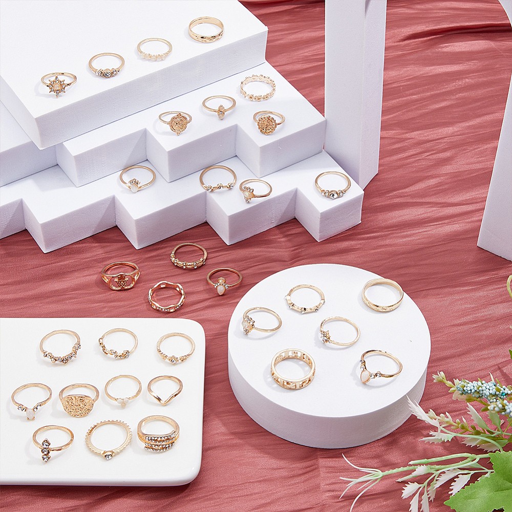 1box 32pcs 32 style Alloy Finger Rings sets with Rhinestone Stackable Rings