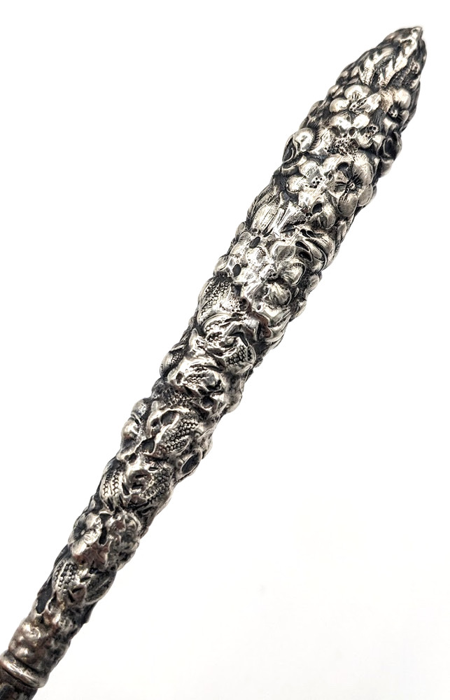 Antique Victorian Repousse Floral Sterling Silver ? Button Hook