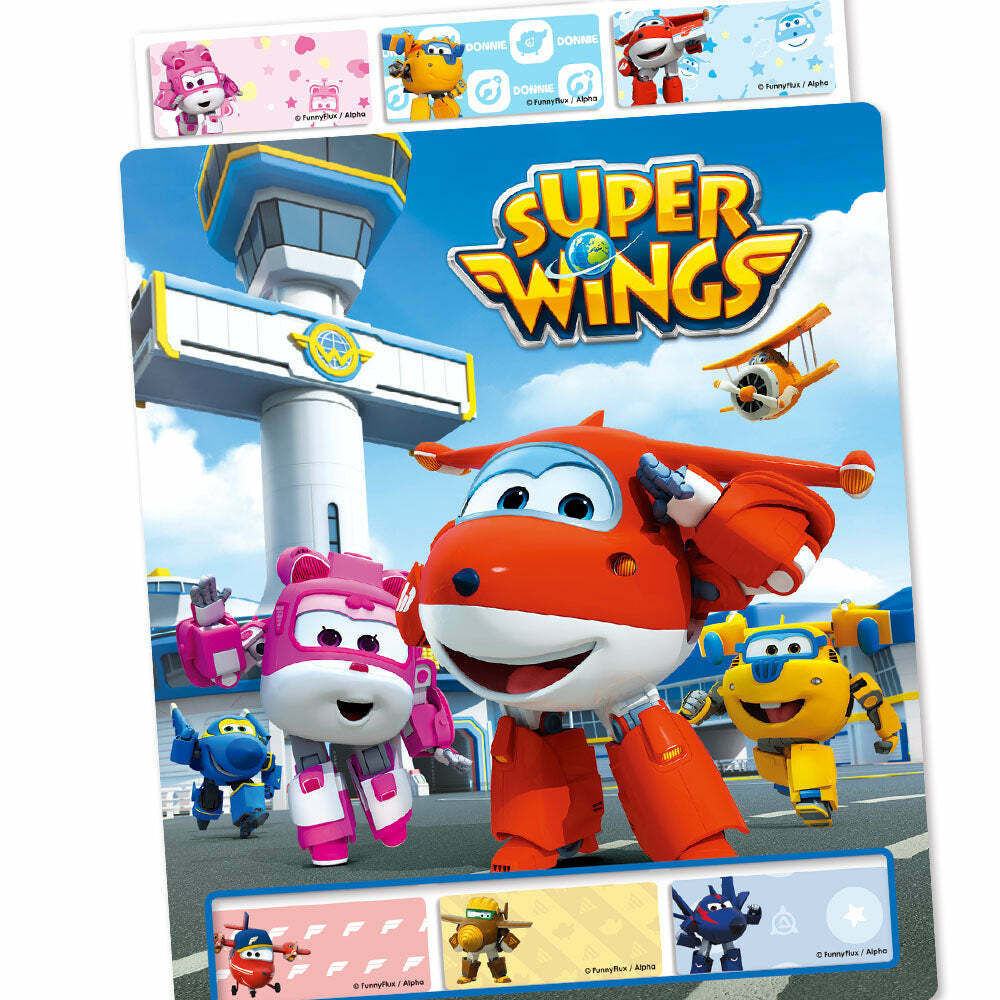 Super Wings Mini Folder For Personalized Kids School Name Stickers