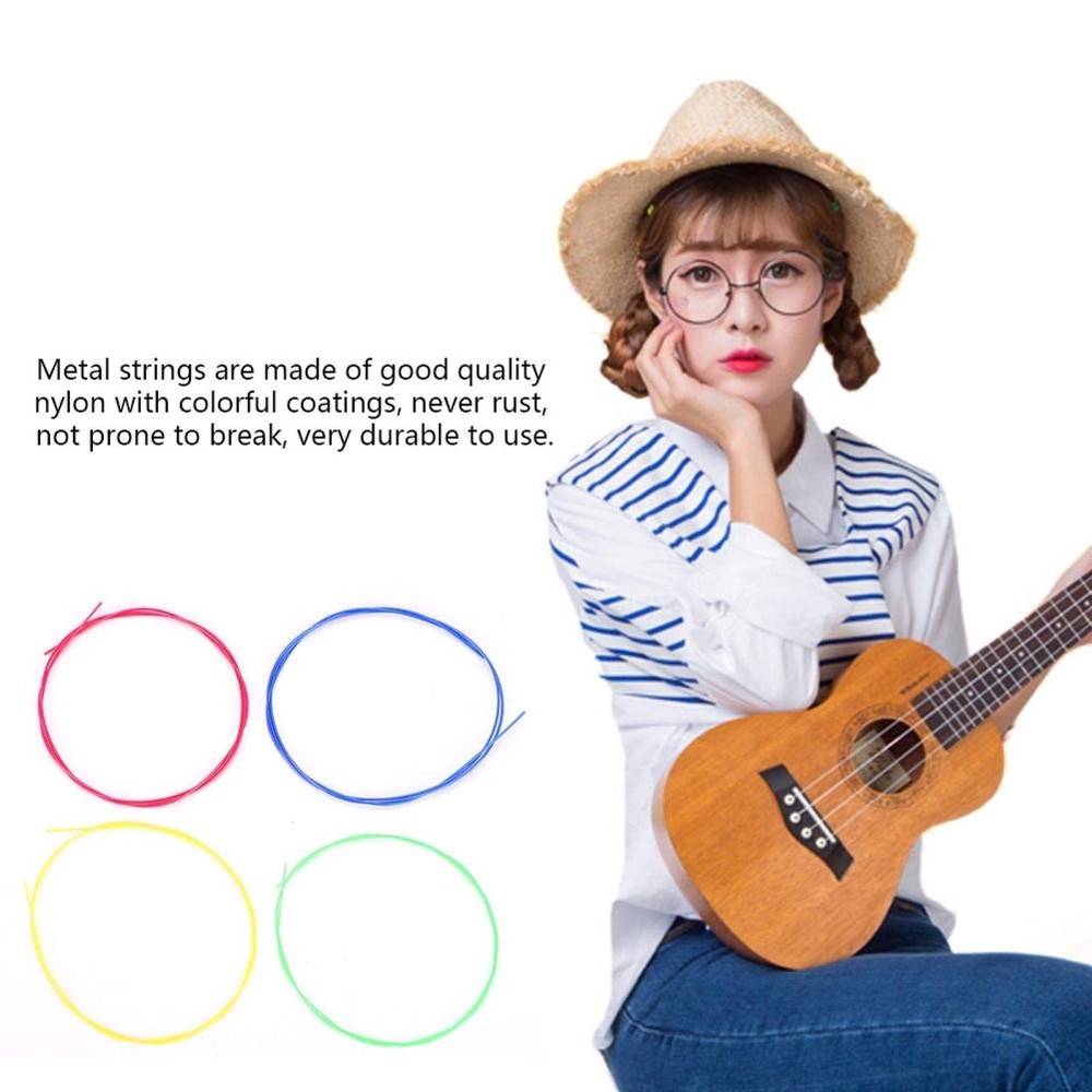 Ukulele Strings Set,4pcs/Set Colorful Nylon Strings Replacement Part Accessor...