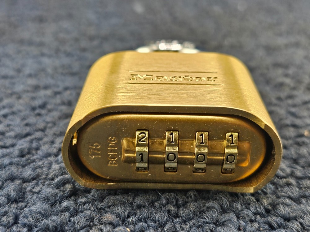 Master Lock 175: Combination Brass Padlock 4 Digit Resettable