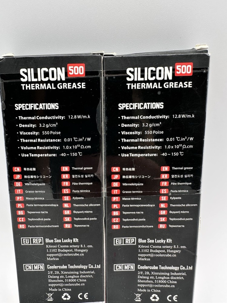 CoolerCube Silicone 500 Thermal Grease - 2 PACK - 6 grams per syringe
