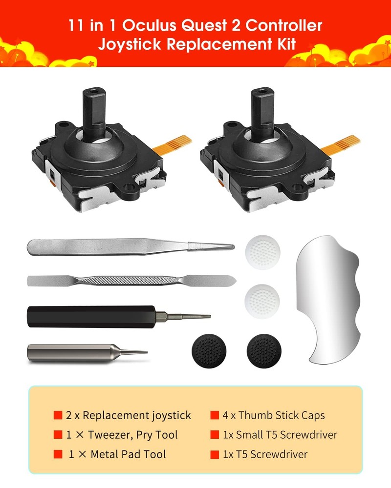 Joystick Replacement Kit for Oculus Quest 2/3 Controller Repair Kit for Meta ...