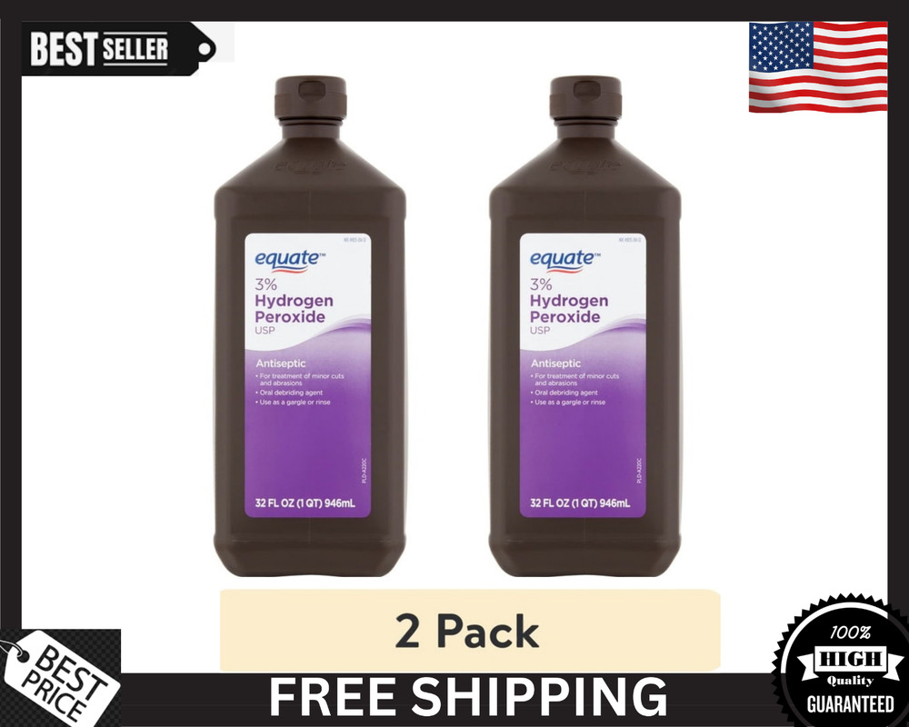 Equate 3% Hydrogen Peroxide Liquid USP Antiseptic, 32 fl oz(2 pack)