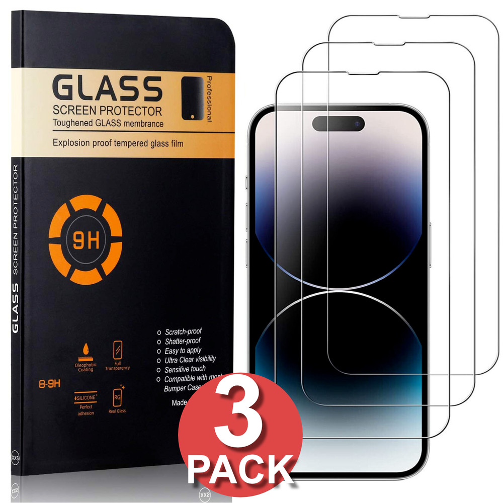 3X Tempered Glass Screen Protector For iPhone 15