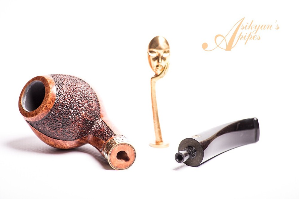 Asikyan Pipe #312/23 Bent Egg Smooth Partly Art Rusticated Hand Made