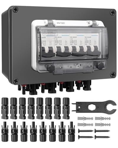 32A DC Circuit Breaker Box, Waterproof Solar Combiner Switch, 4 String MC4 Conne