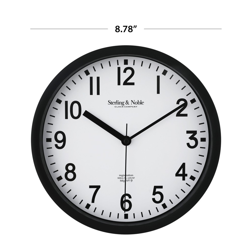 Mainstays Basic Indoor 8.78" Black Analog Round Modern Wall Clock