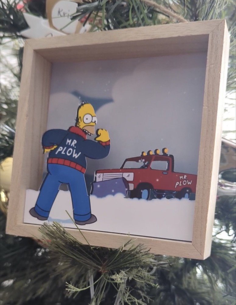 Simpsons Homer Mr. Plow Shadowbox, 5x5, Ornament, Custom Scenes Available