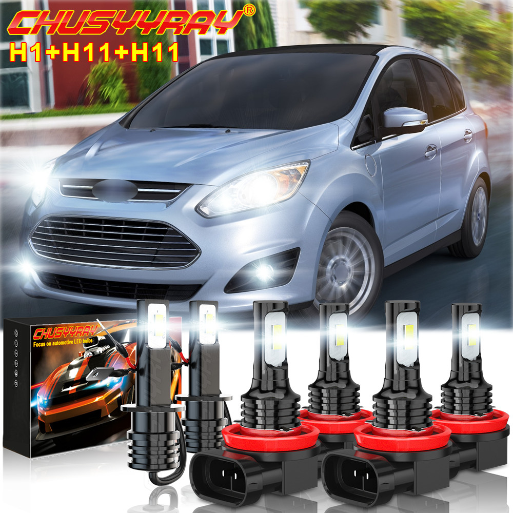 For Ford C-Max 2013-2018 - 6PC LED Headlight High Low Beam + Fog Light Bulbs